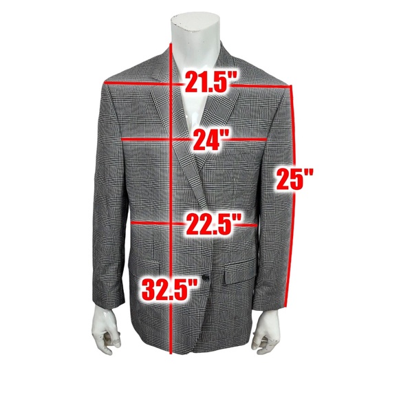 Andrew Fezza Mens 46R Gray Tartan Plaid Sport-Coat Blazer Jacket - Picture 2 of 12